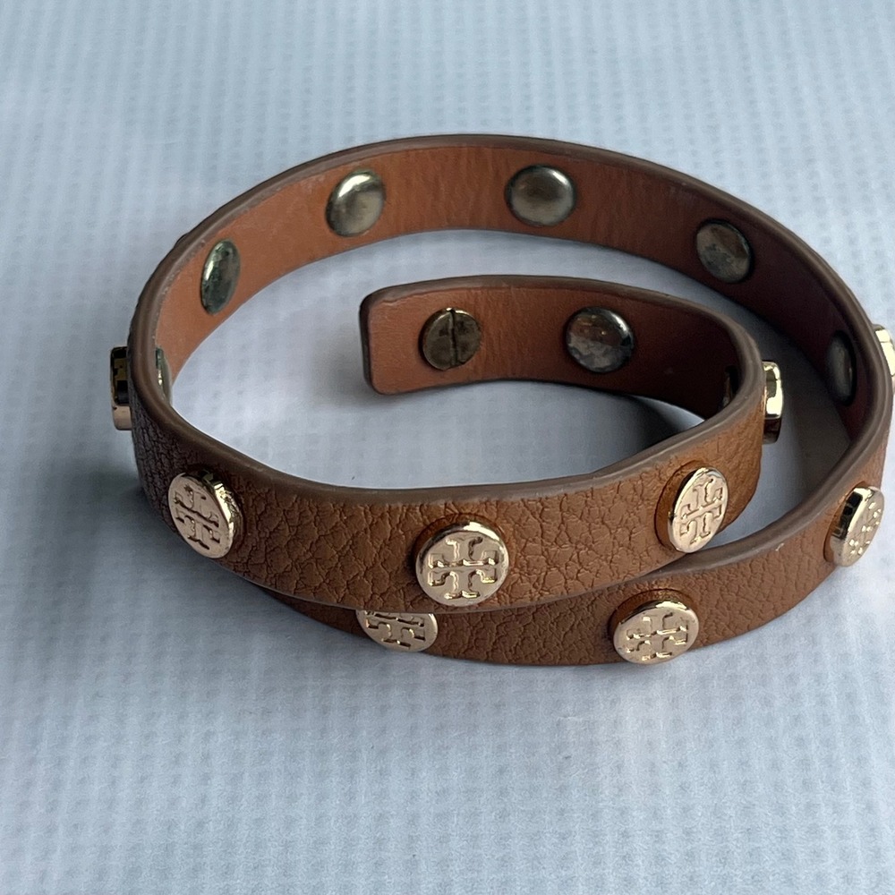 TORY BURCH Leather Double Wrap‎ Bracelet Luxury Designer Logo Classic Statement